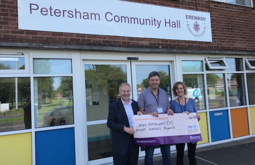 Garry Hickton Presents a cheque to Petersham Breakfast Club