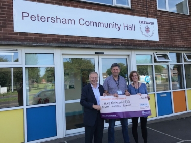 Garry Hickton Presents a cheque to Petersham Breakfast Club